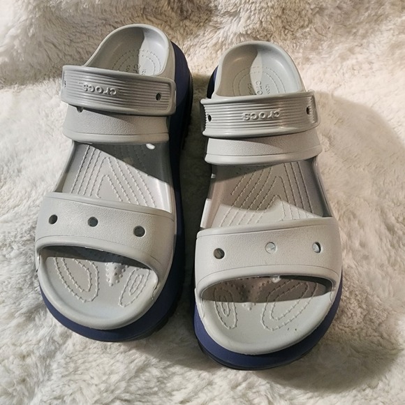Crocs Platform Sandals Comfort Slides Adjustable Gray Blue Women's 8‎ - Picture 1 of 8